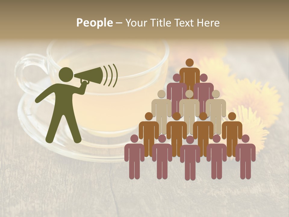 A Cup Of Tea With Dandelions On A Wooden Table PowerPoint Template