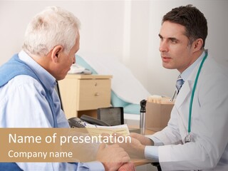 White Coat Older Doctor's Surgery PowerPoint Template