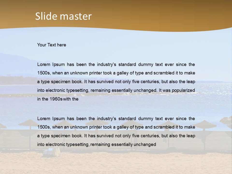 Sunbathe Malaga Umbrellas PowerPoint Template