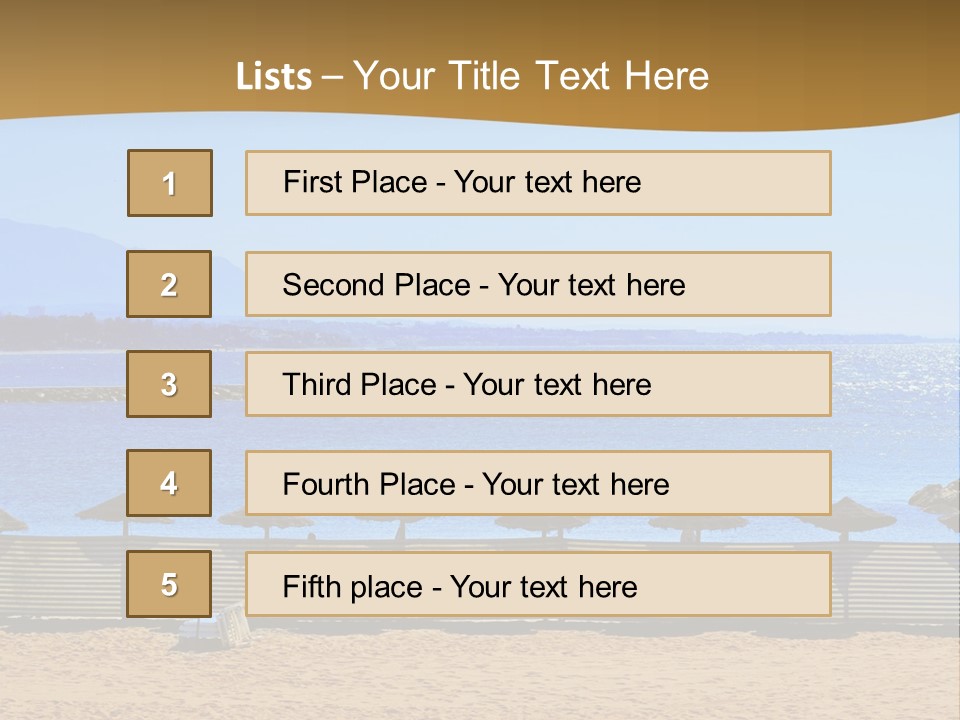 Sunbathe Malaga Umbrellas PowerPoint Template