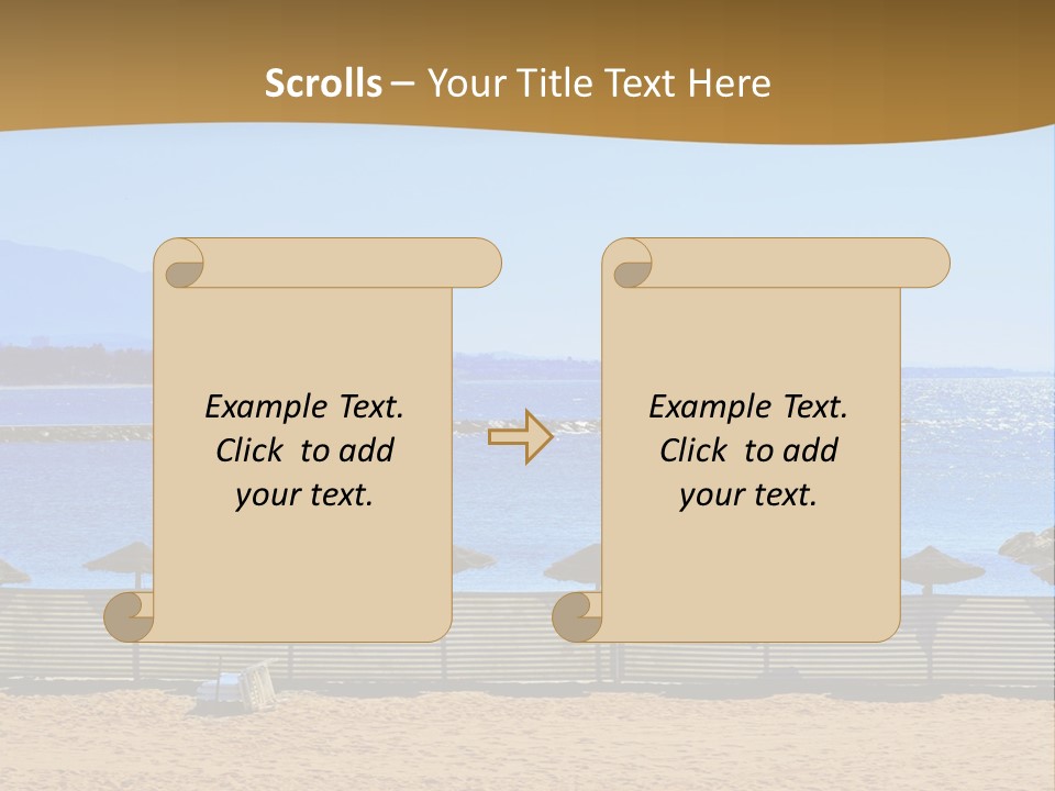 Sunbathe Malaga Umbrellas PowerPoint Template