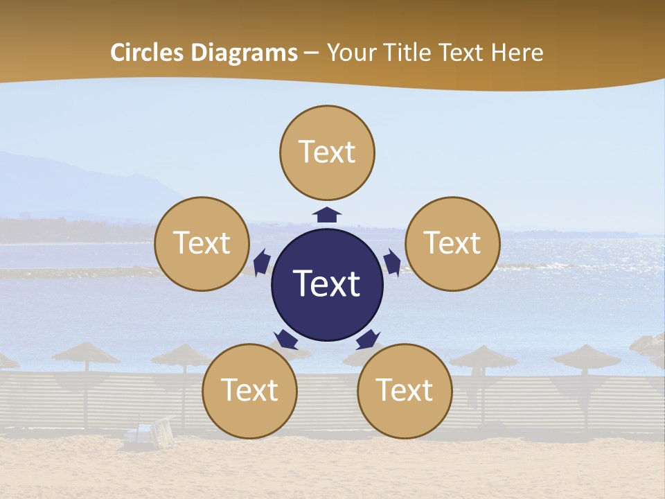 Sunbathe Malaga Umbrellas PowerPoint Template