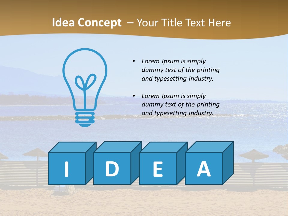 Sunbathe Malaga Umbrellas PowerPoint Template