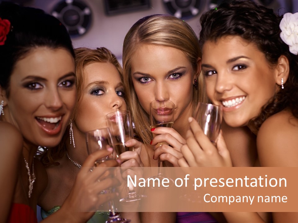 Evening Enjoying Friends PowerPoint Template