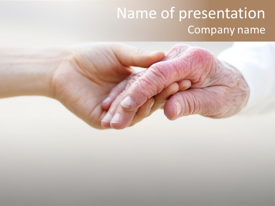 Togetherness Helping Hand Senior PowerPoint Template