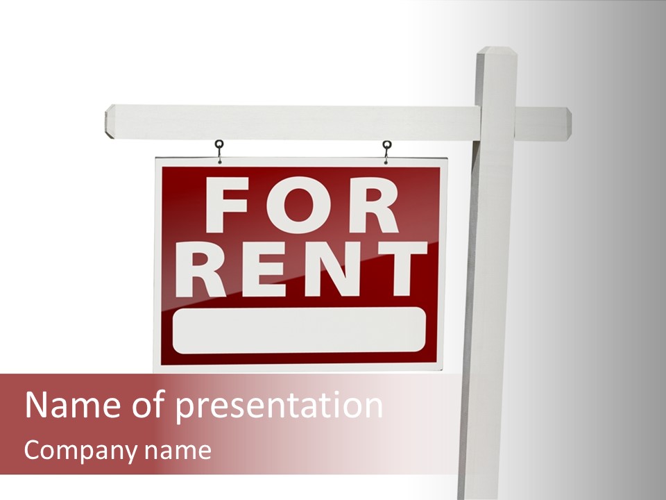 House For Rent For Rent Real Estate Sign PowerPoint Template