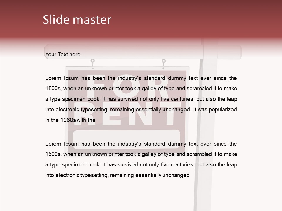 House For Rent For Rent Real Estate Sign PowerPoint Template