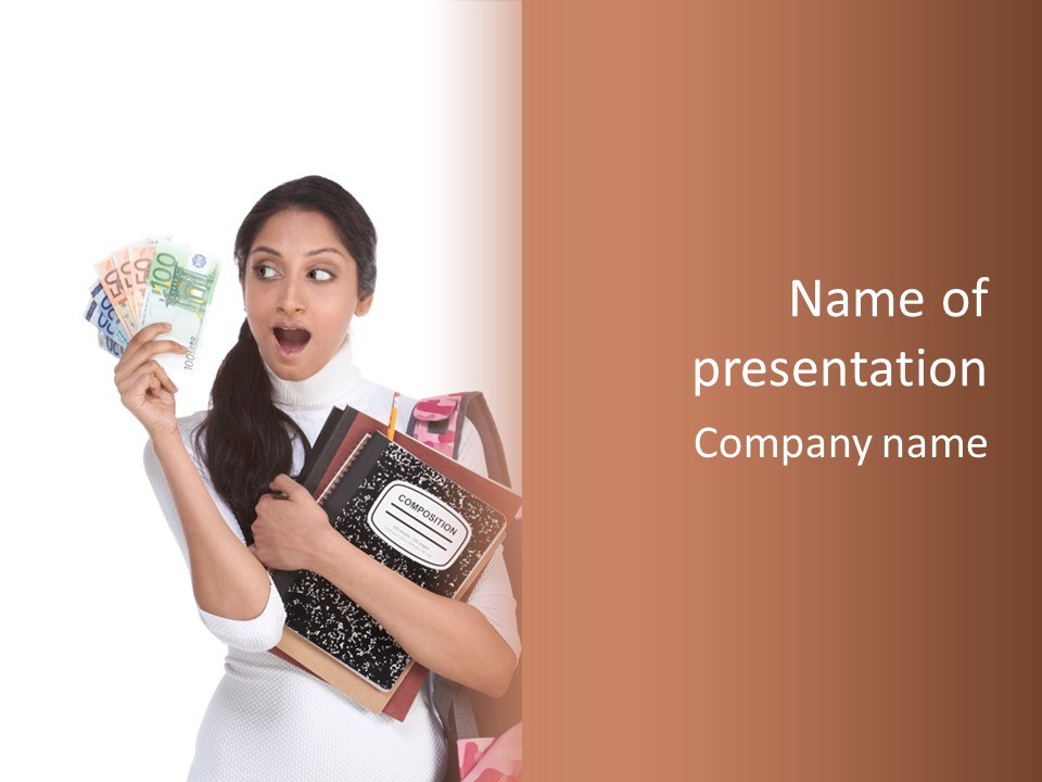 European Cash Girl PowerPoint Template