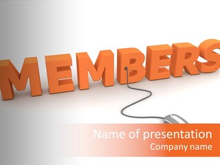 A Computer Mouse Connected To The Word Members PowerPoint Template