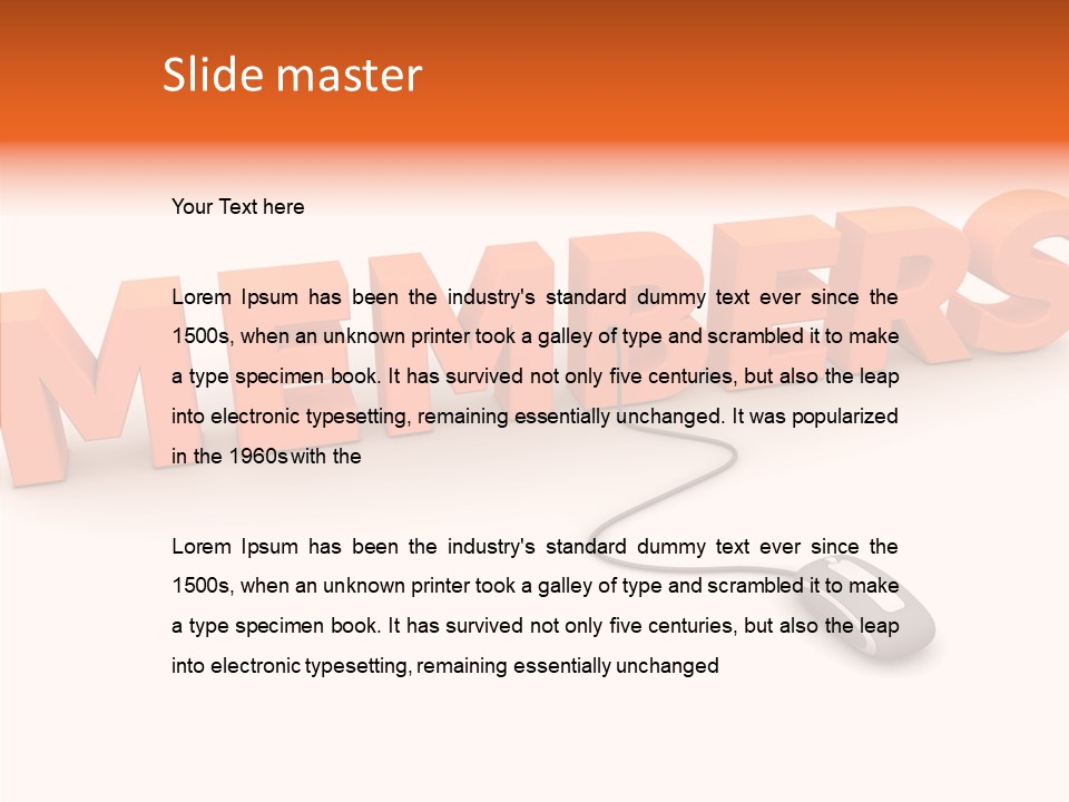 A Computer Mouse Connected To The Word Members PowerPoint Template