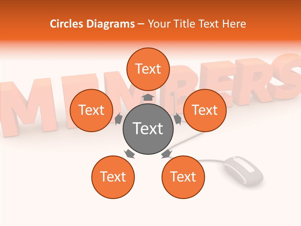 A Computer Mouse Connected To The Word Members PowerPoint Template