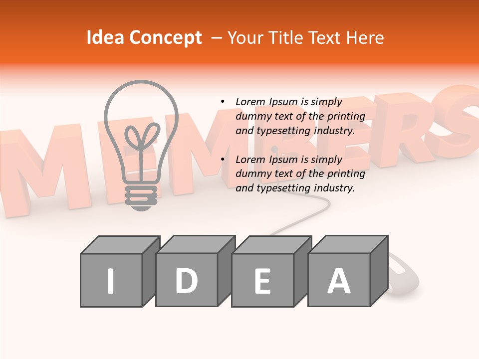 A Computer Mouse Connected To The Word Members PowerPoint Template