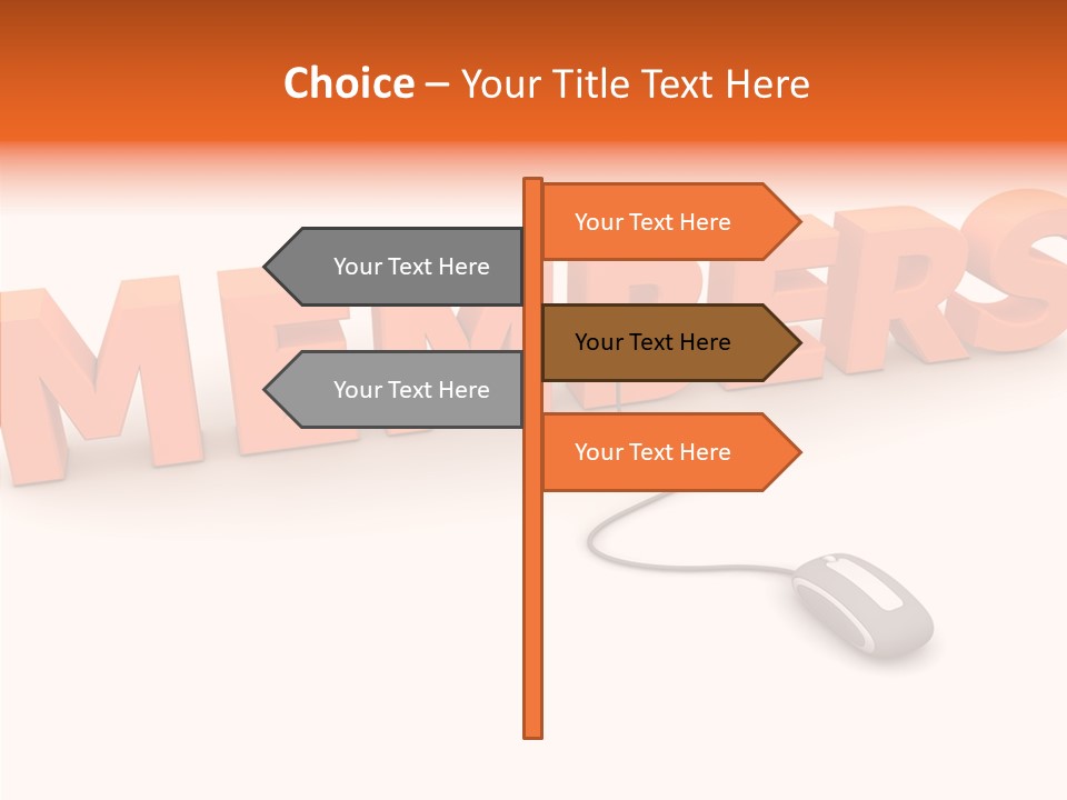 A Computer Mouse Connected To The Word Members PowerPoint Template