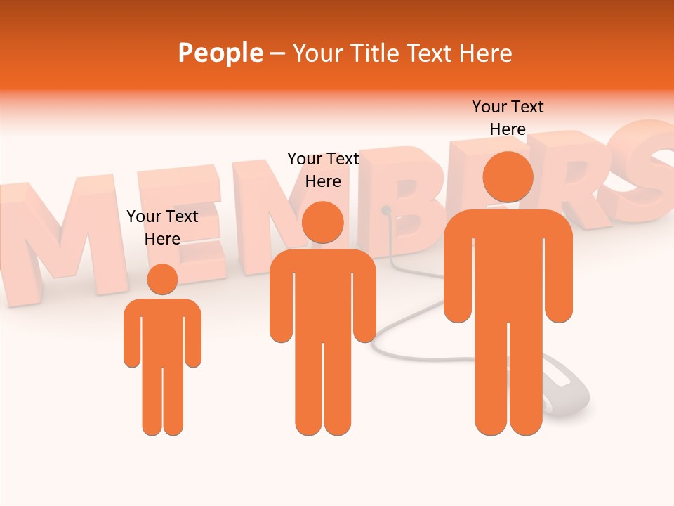A Computer Mouse Connected To The Word Members PowerPoint Template