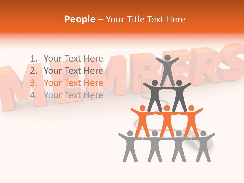 A Computer Mouse Connected To The Word Members PowerPoint Template
