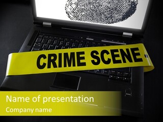 A Laptop Computer With A Crime Scene Sign On It PowerPoint Template
