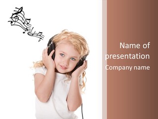 White Fun Headphones PowerPoint Template