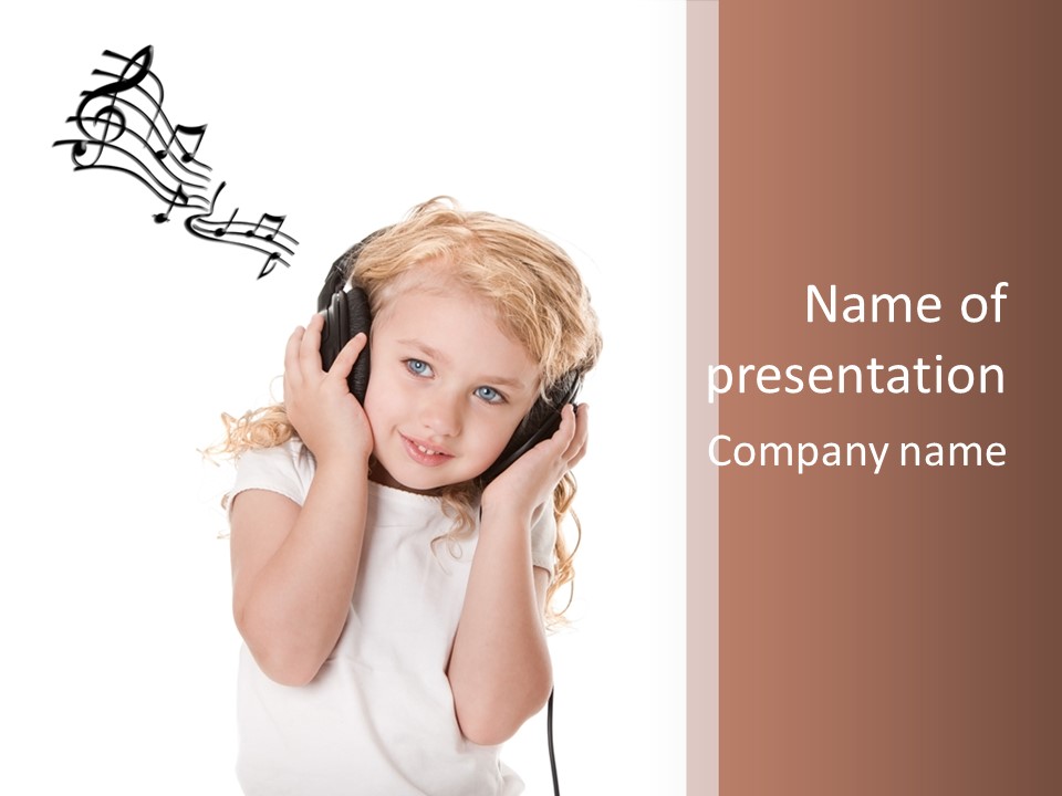 White Fun Headphones PowerPoint Template