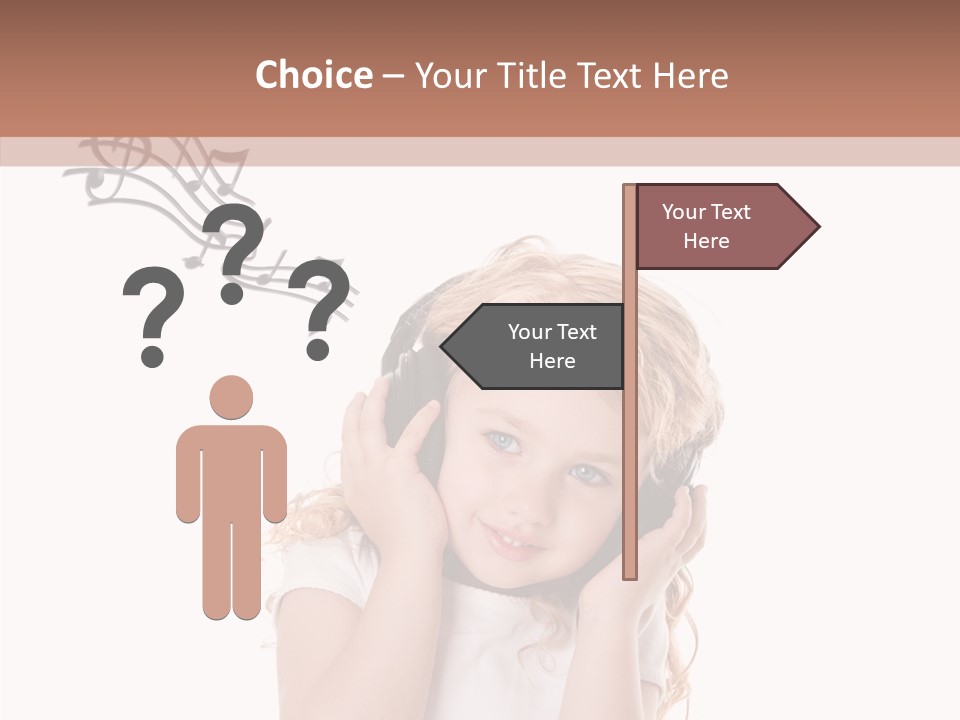 White Fun Headphones PowerPoint Template