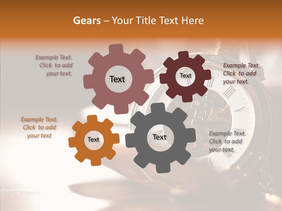 Minute Hand Roman Numeral Cog PowerPoint Template