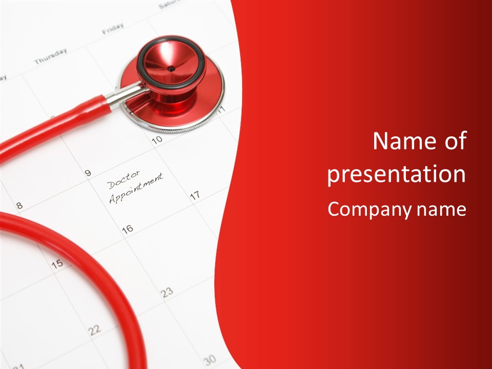 Planner Stethoscope Red PowerPoint Template