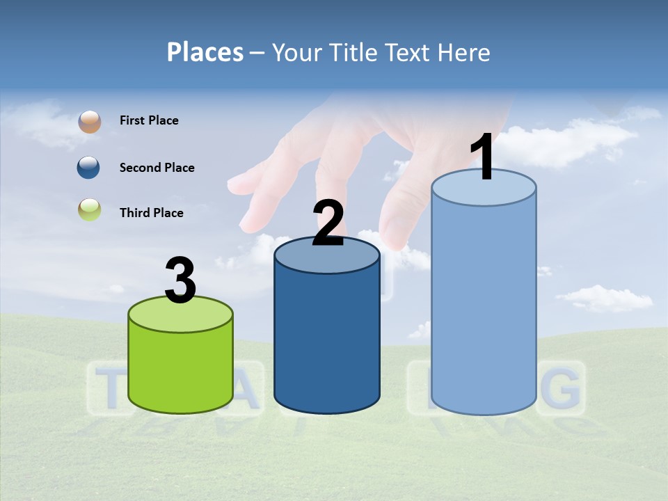 A Person's Hand Reaching For A Word In The Sky PowerPoint Template