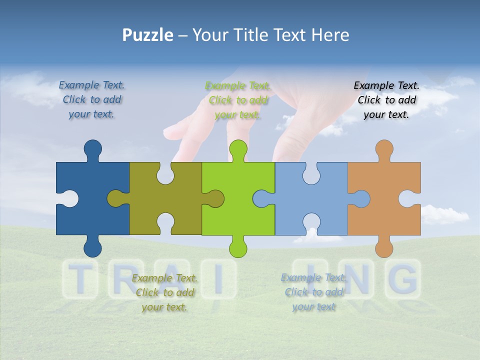 A Person's Hand Reaching For A Word In The Sky PowerPoint Template