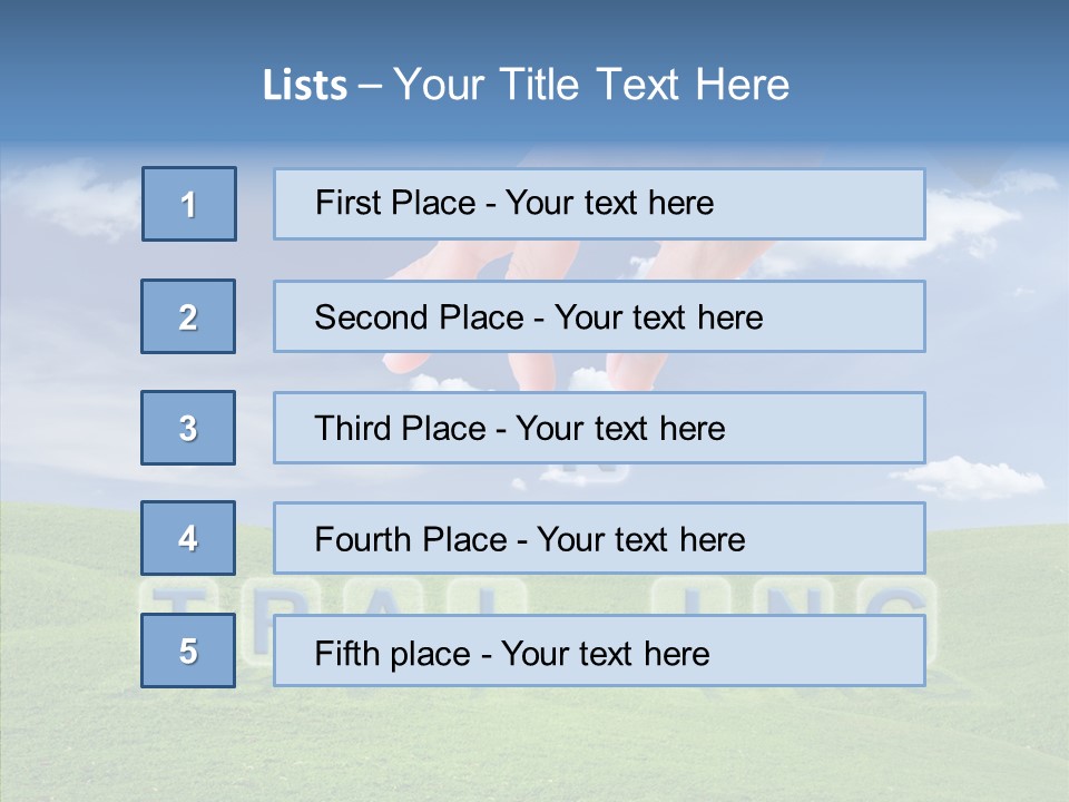 A Person's Hand Reaching For A Word In The Sky PowerPoint Template
