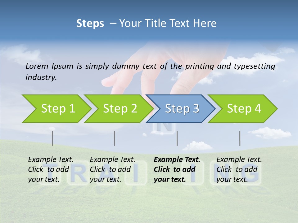 A Person's Hand Reaching For A Word In The Sky PowerPoint Template