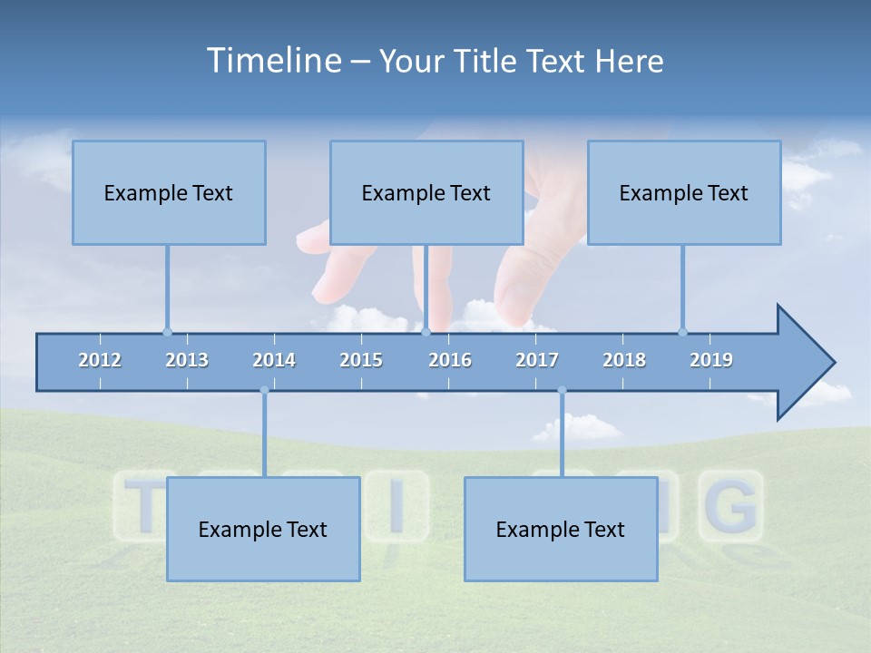 A Person's Hand Reaching For A Word In The Sky PowerPoint Template