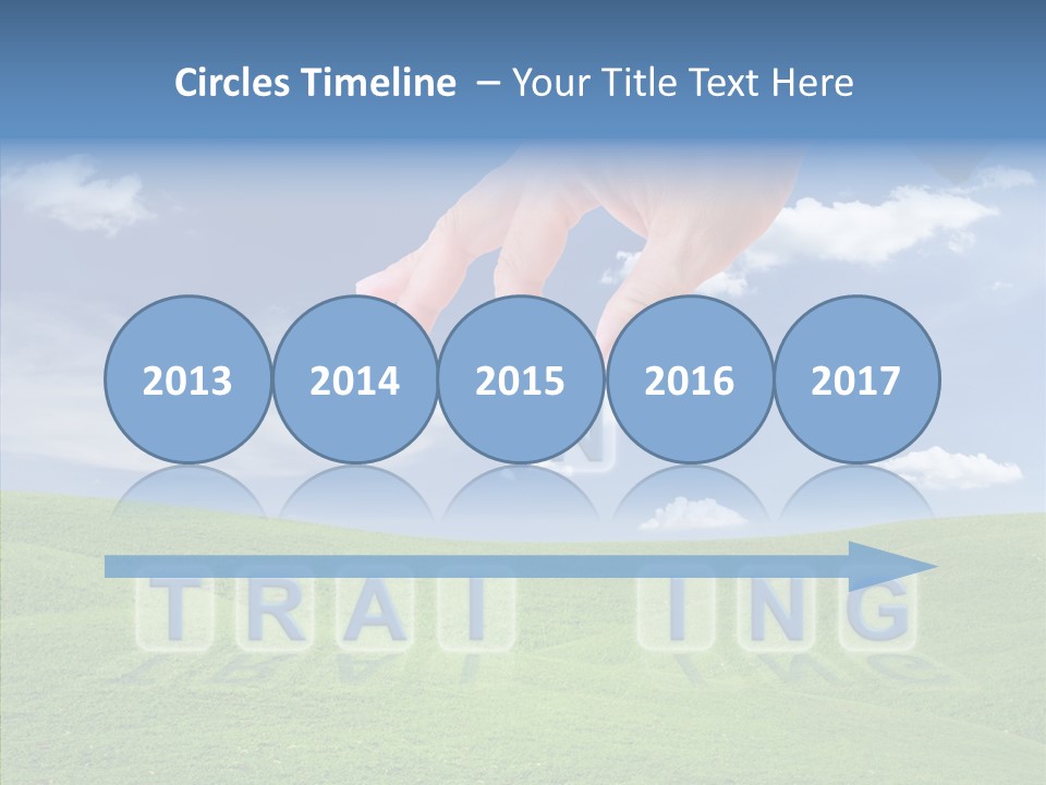 A Person's Hand Reaching For A Word In The Sky PowerPoint Template