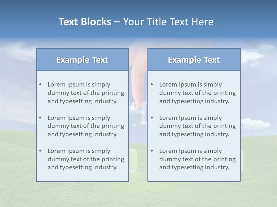 A Person's Hand Reaching For A Word In The Sky PowerPoint Template