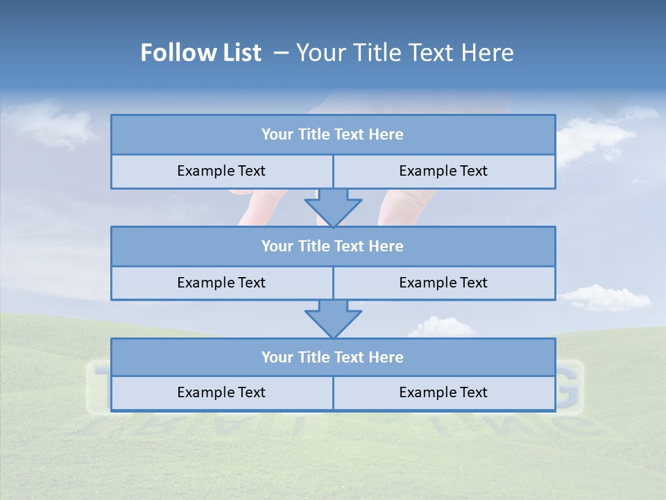 A Person's Hand Reaching For A Word In The Sky PowerPoint Template