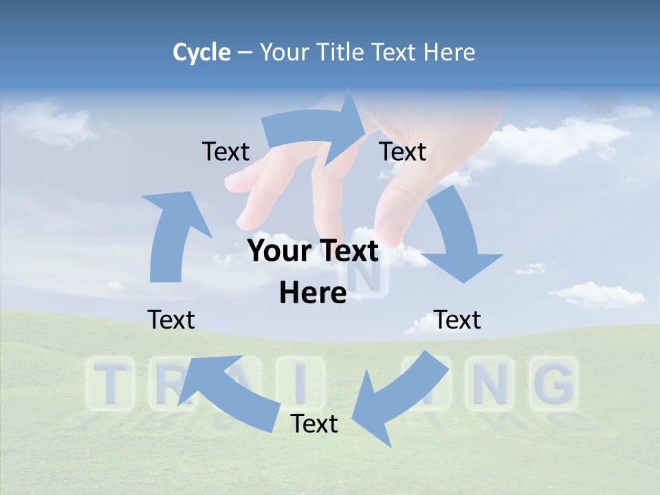 A Person's Hand Reaching For A Word In The Sky PowerPoint Template
