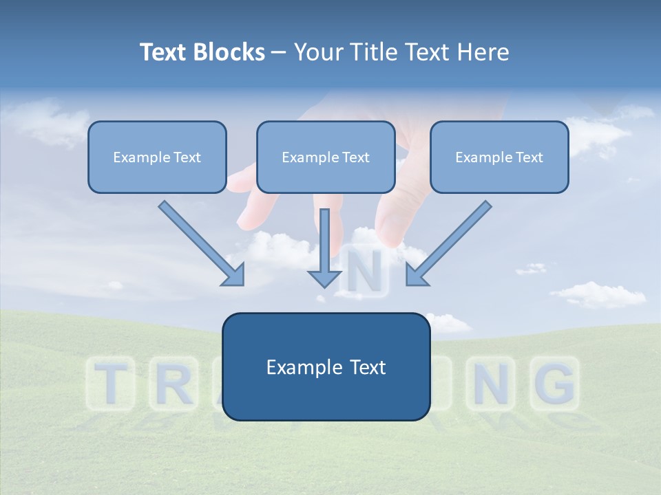 A Person's Hand Reaching For A Word In The Sky PowerPoint Template