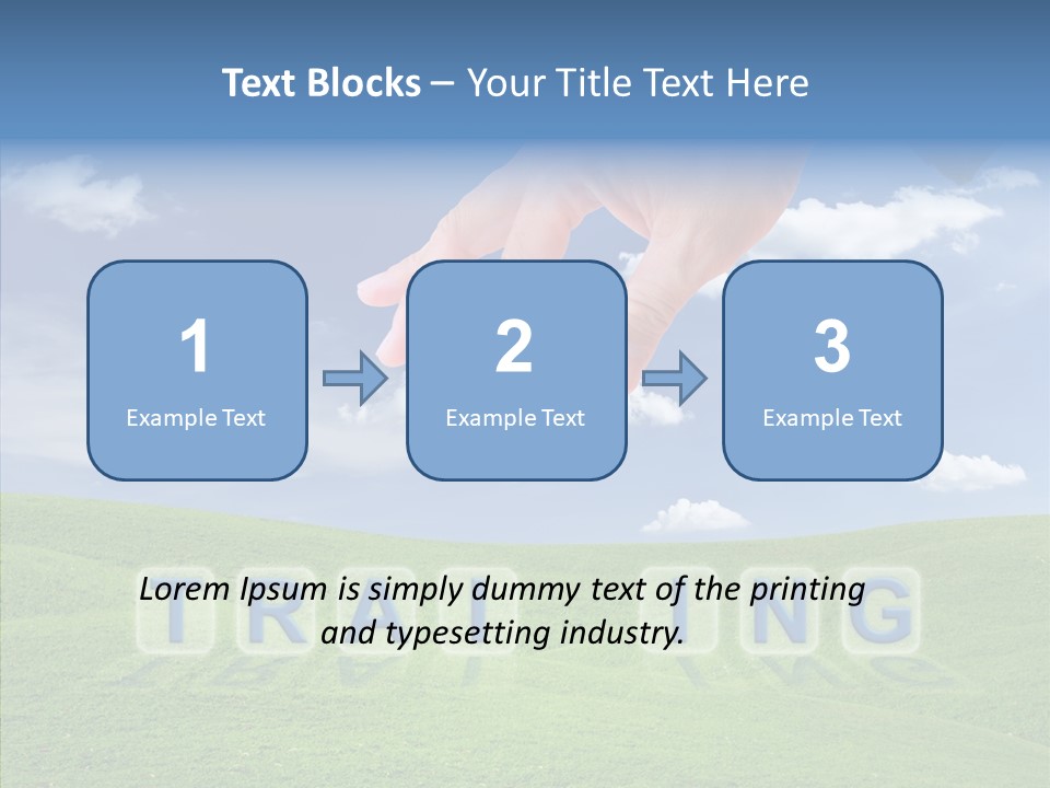 A Person's Hand Reaching For A Word In The Sky PowerPoint Template