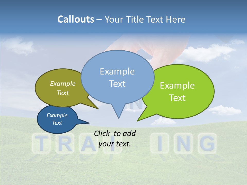 A Person's Hand Reaching For A Word In The Sky PowerPoint Template