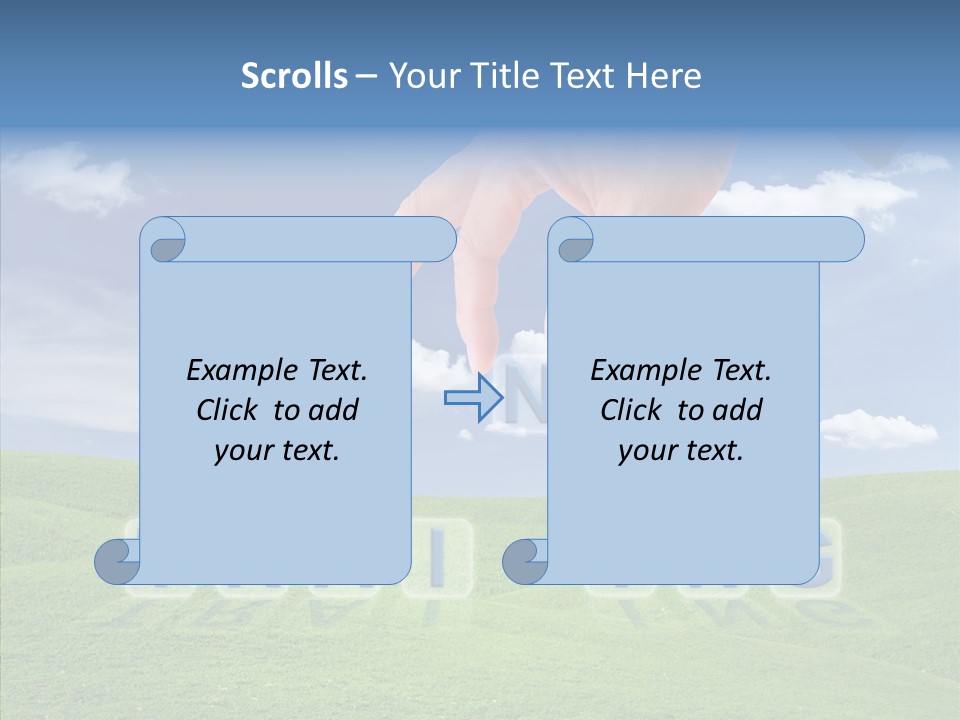 A Person's Hand Reaching For A Word In The Sky PowerPoint Template