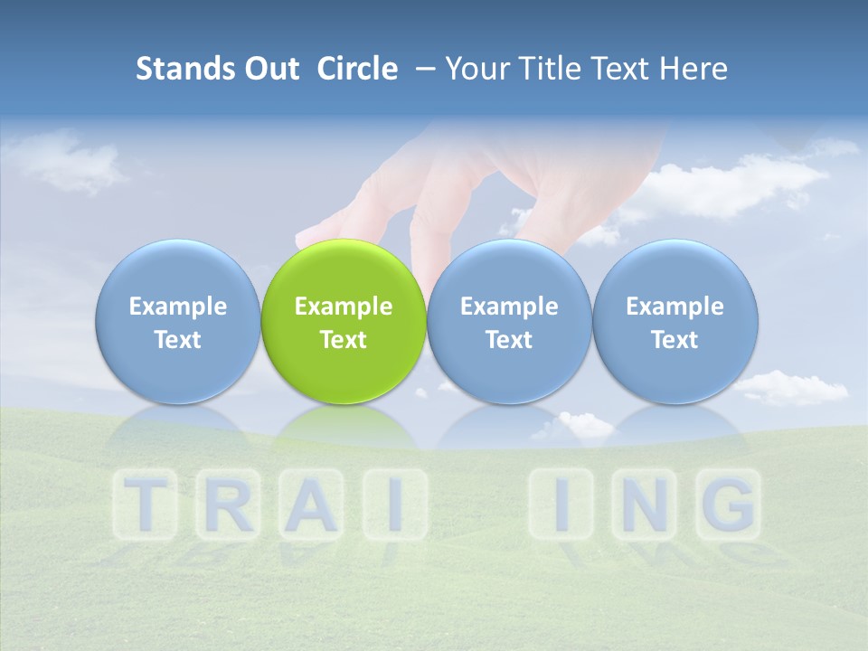 A Person's Hand Reaching For A Word In The Sky PowerPoint Template