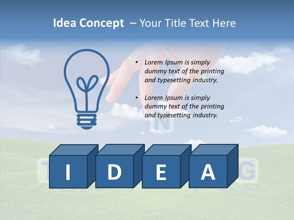 A Person's Hand Reaching For A Word In The Sky PowerPoint Template