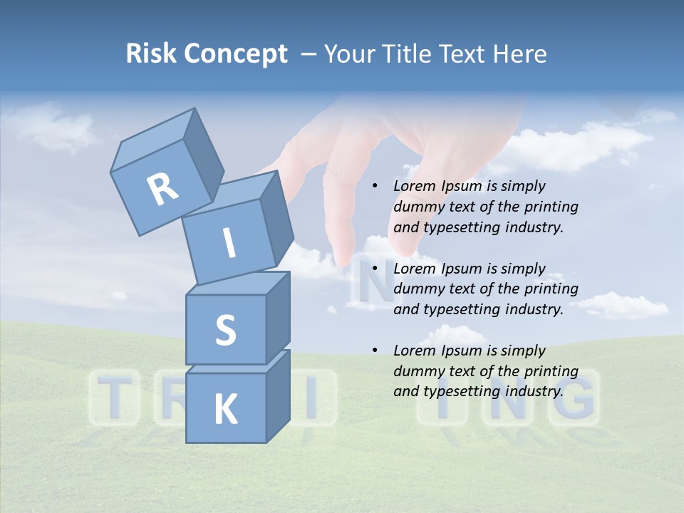 A Person's Hand Reaching For A Word In The Sky PowerPoint Template