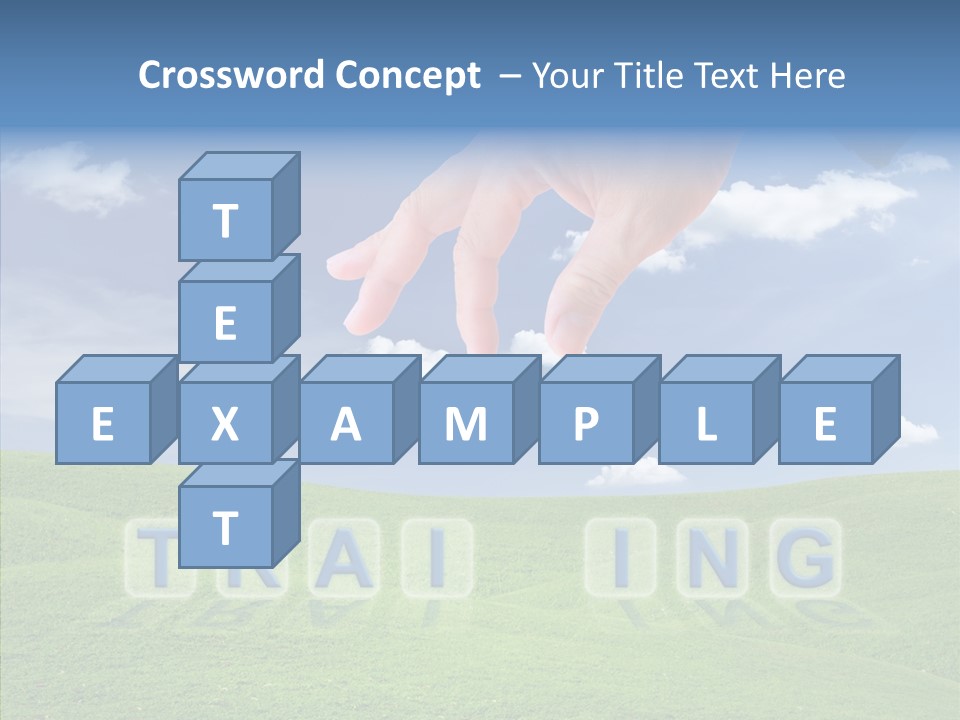 A Person's Hand Reaching For A Word In The Sky PowerPoint Template