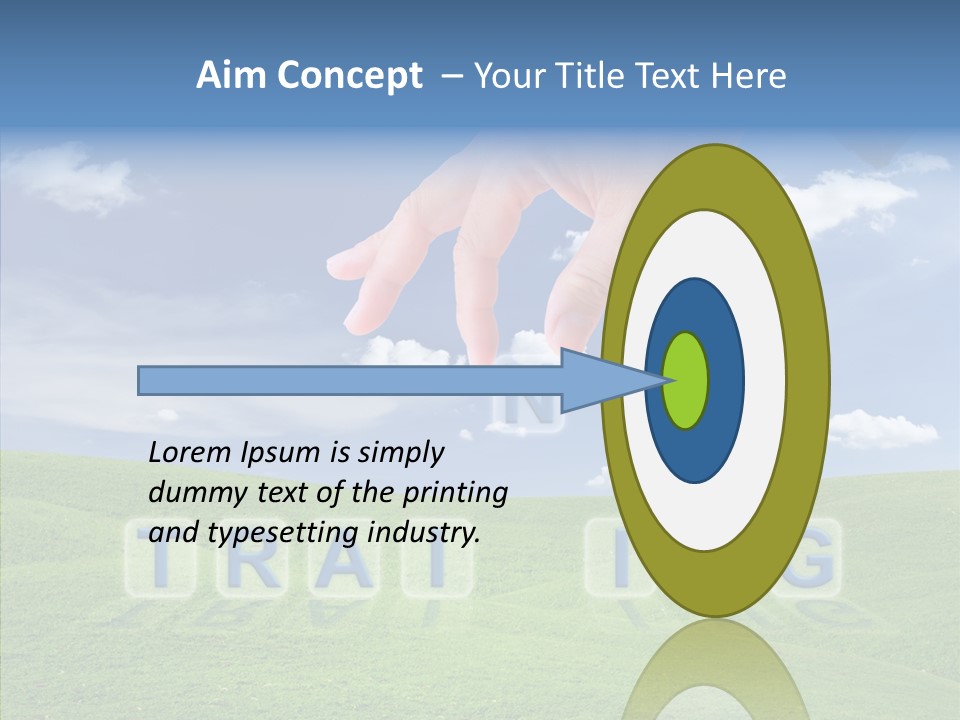 A Person's Hand Reaching For A Word In The Sky PowerPoint Template