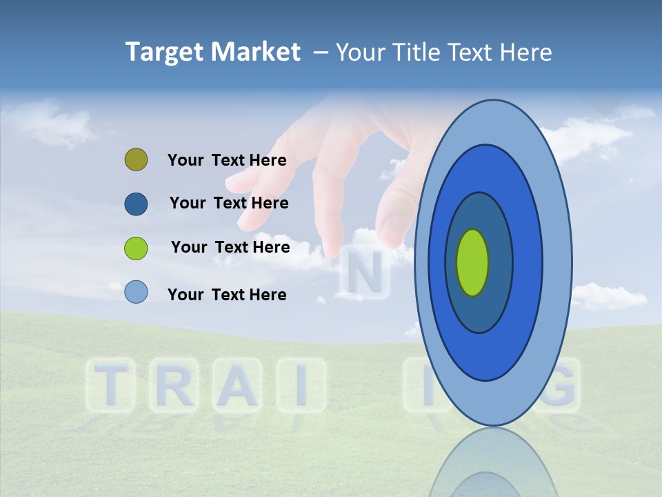 A Person's Hand Reaching For A Word In The Sky PowerPoint Template