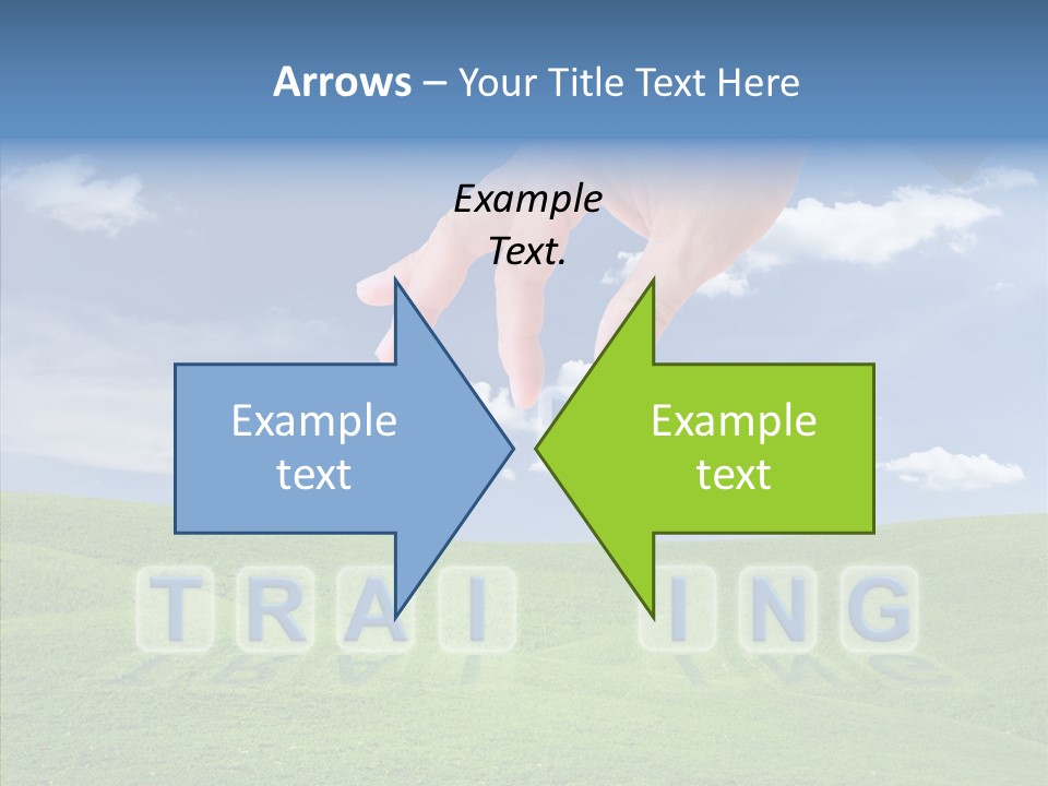 A Person's Hand Reaching For A Word In The Sky PowerPoint Template