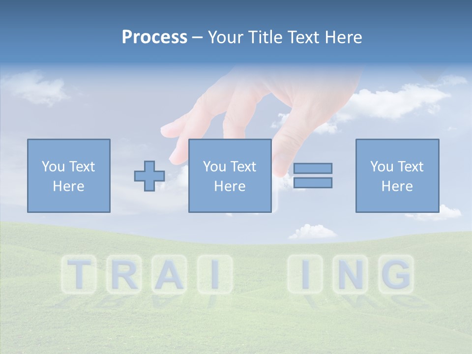 A Person's Hand Reaching For A Word In The Sky PowerPoint Template