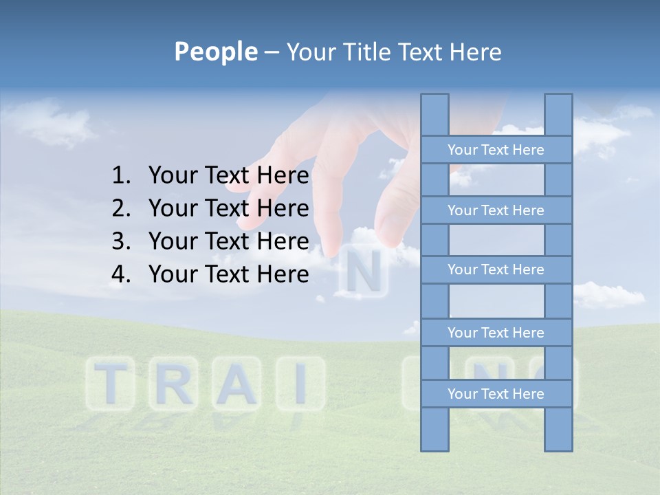 A Person's Hand Reaching For A Word In The Sky PowerPoint Template