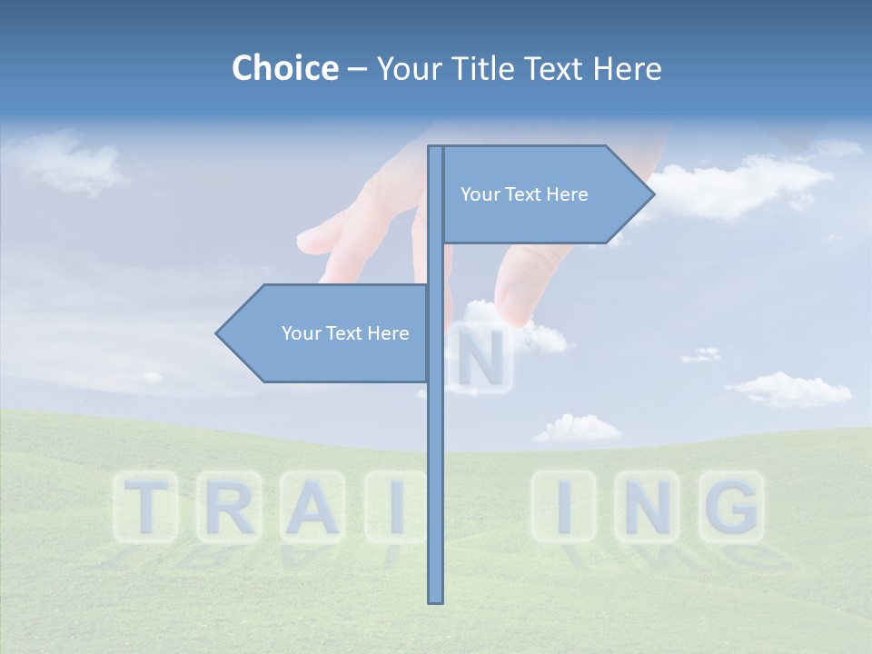 A Person's Hand Reaching For A Word In The Sky PowerPoint Template