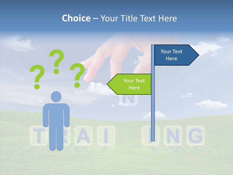 A Person's Hand Reaching For A Word In The Sky PowerPoint Template