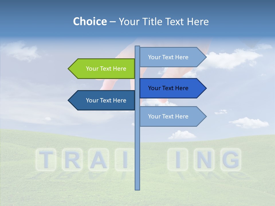 A Person's Hand Reaching For A Word In The Sky PowerPoint Template